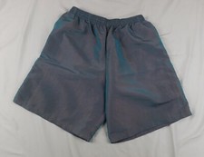 Vintage Surf Style Swim Trunks Blue Iridescent Size M