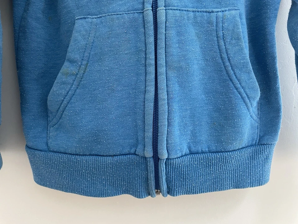H&M Basic Kid Boys Solid Blue Cotton Blend Full-Zip Long Sleeve Hoodie Blue 2-4Y - Image 4 of 4