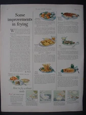 1925 Crisco Baking Cooking Frying Food Full Color Vintage Print Ad 11863