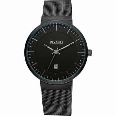 Rivado Mens Watch Stainless Steel Anthracite Milanaise Bracelet Date 1 5/8in