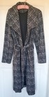 Vintage Women's Black & White Lightweight Lined Belted Wrap Knit Coat Size Large — photo 2