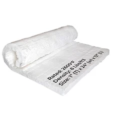 1" Ceramic Fiber Insulation Blanket 2600F 8# High Temp Insulation 12" x 24"