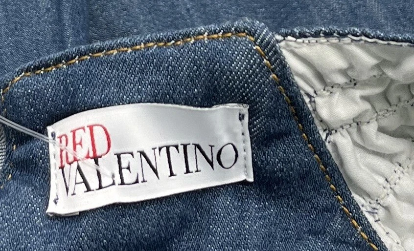 Vestido corto rojo Valentino manga corta con volantes denim línea A talla 44 Foto 4 de 4
