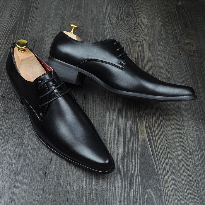 Men's Lace-Up Dress Formal Wedding Black shoes Leather Pointed Toe Oxfords shoes Men's Lace-Up Dress Formal Wedding Black shoes Leather Pointed Toe Oxfords shoes