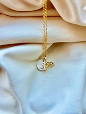 New 24k Matte Gold Plated Necklace With Mermaids Tail and Initial Pendant