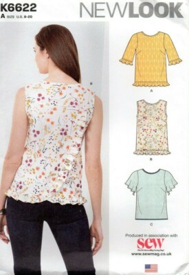 New Look Schnittmuster 6622, Top mit geformtem Rückenwickel, Rüschen Gr. 8 - 20, Neu