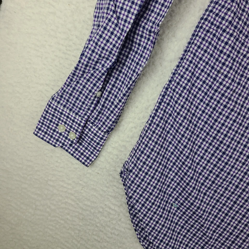 Рубашка мужская Culturata 2XL XXL 46 фиолетовая синяя Thomas Mason покрой на пуговицах - Изображение 2 из 4
