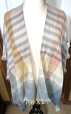  NWOT Shawl Wrap Cape Plaid Multicolor Lightweight One Size OS 