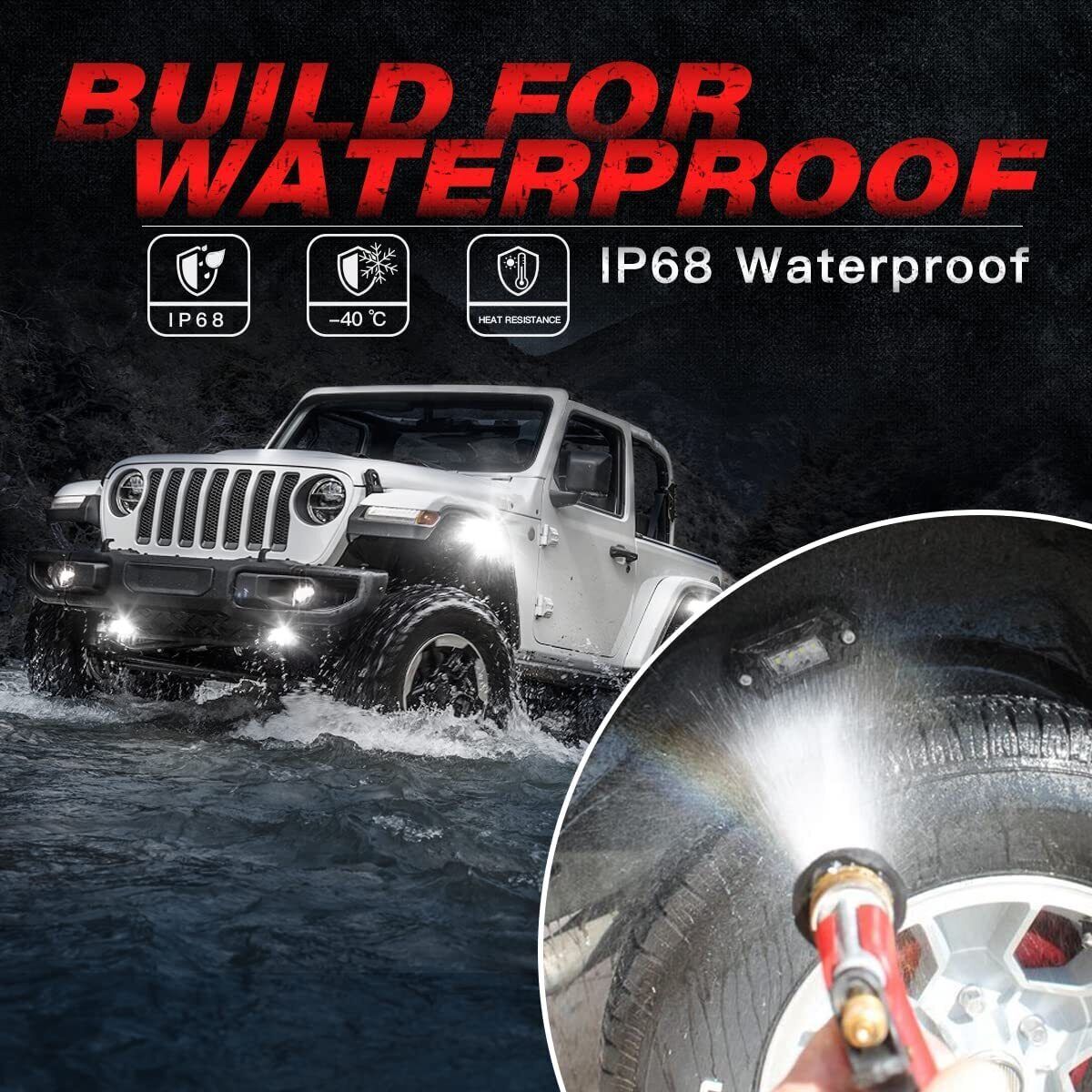 12-Pod LED Rock Underbody Lights - White, IP68 Waterproof For Jeep, Truck, ATV, UTV, Boat (GOODFITMENT)