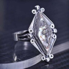 size 8, southwestern Mexican sterling silver 925 handmade band ring w/ abalone