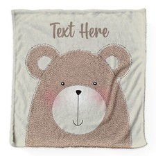 Cute Bear Face - Personalised Extra Soft Luxury Baby Blanket - 75cm x 75cm
