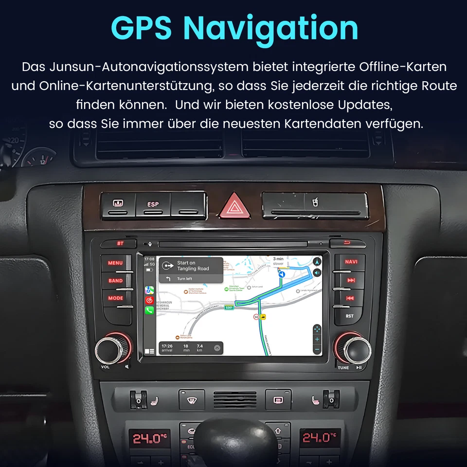 2+32G Carplay Android 14 Autoradio GPS AI Für Audi A6 4B2 4B5 4B6 1997-2005 NAVI - Bild 4 von 4