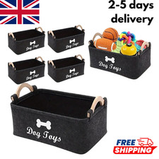 Felt Dog Toy Storage Basket Pet Toy Box with Handles Foldable Organiser