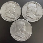 [Lot of 3] Franklin Half Dollars (1958D, 1959D, 1962D) - 90% Silver