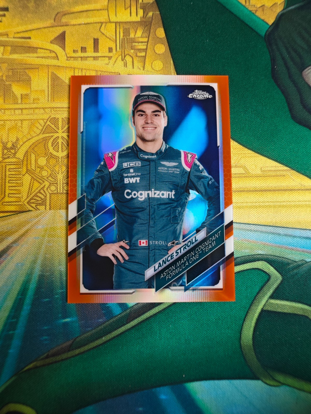 2021 Topps Chrome Formula 1 Base Orange Refractor Lance Stroll /25