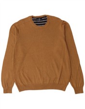 Marks Spencer Mens Blue Harbour Crew Neck Jumper Sweater Large Beige AP03