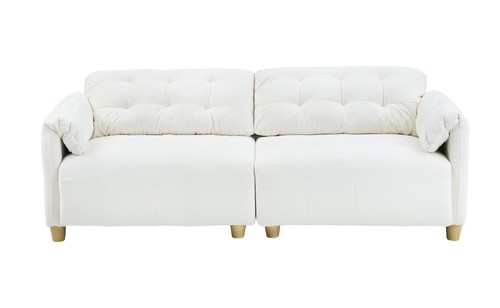 Creamy Retro French Sofa: Double Seat Cloud Fabric - Picture 6 of 10