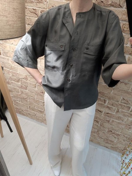 Women COS Shirt Grey Silk 38 / M / 46