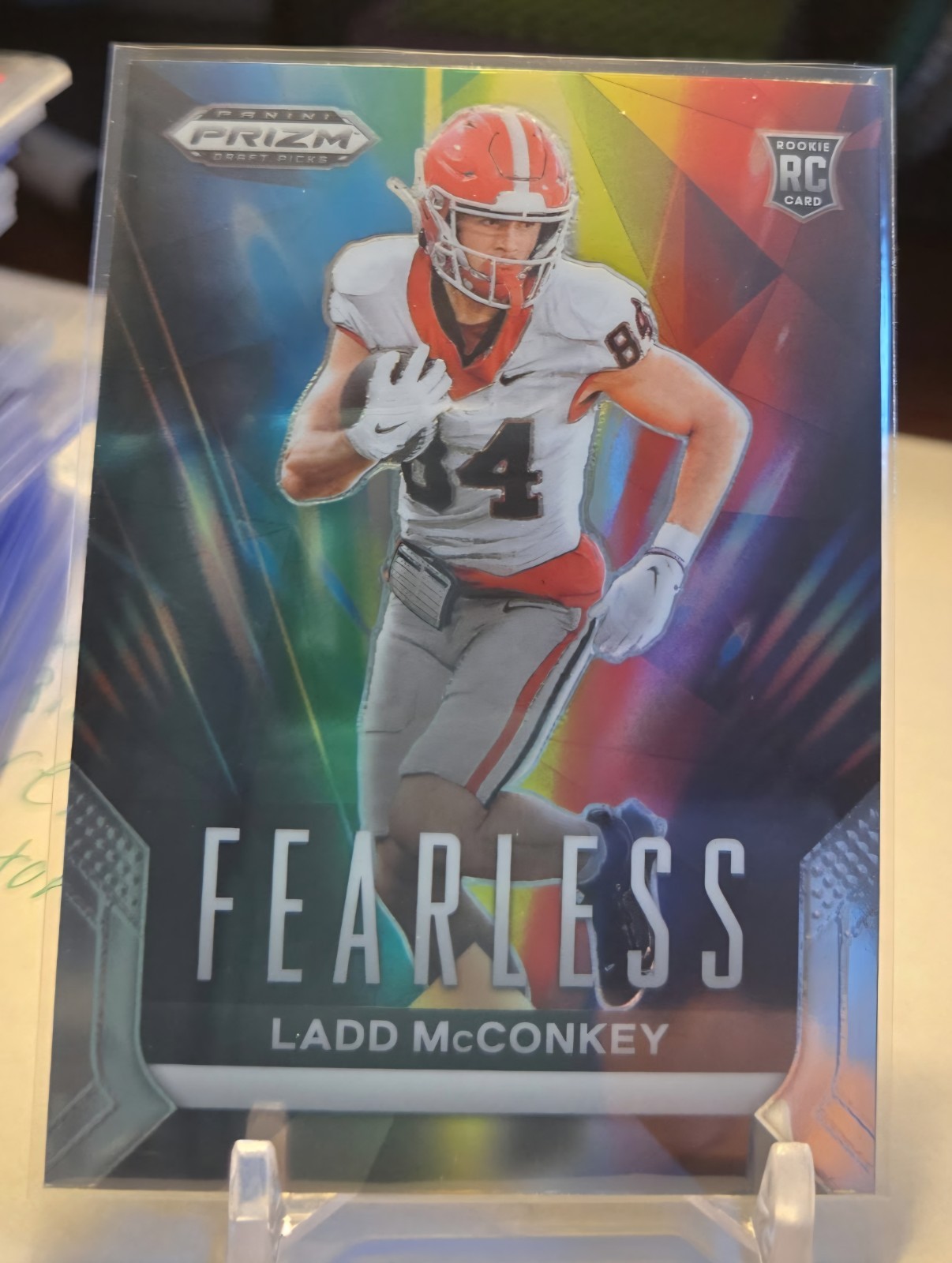 2024 Panini Prizm Draft Picks Ladd McConkey Rookie Card Fearless Insert #F-LM