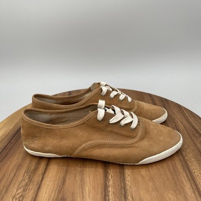 Frye Melanie Shoes Womens 10 Brown Leather Casual Lace Up Sneakers