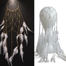 Handmade Feathered Hairpiece Bohemian Style Hair Chain For Weddings And Event