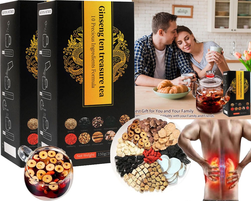 Ginseng Ten Treasures Tea, Chinese Herbal Kidney Detox Tea for Men