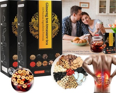 Ginseng Ten Treasures Tea, Chinese Herbal Kidney Detox Tea for Men & Women USA