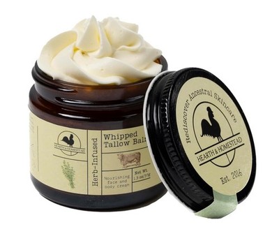Handmade Whipped Tallow Balm (Unscented/Herb-Infused) - Organic Body Butter 