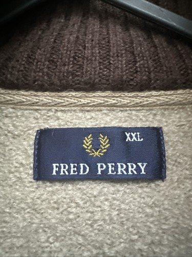 FRED PERRY Warm Chunky Knit Full Zip Funnel Neck Cardigan Jumper XXL 100% Wool - Picture 12 of 15
