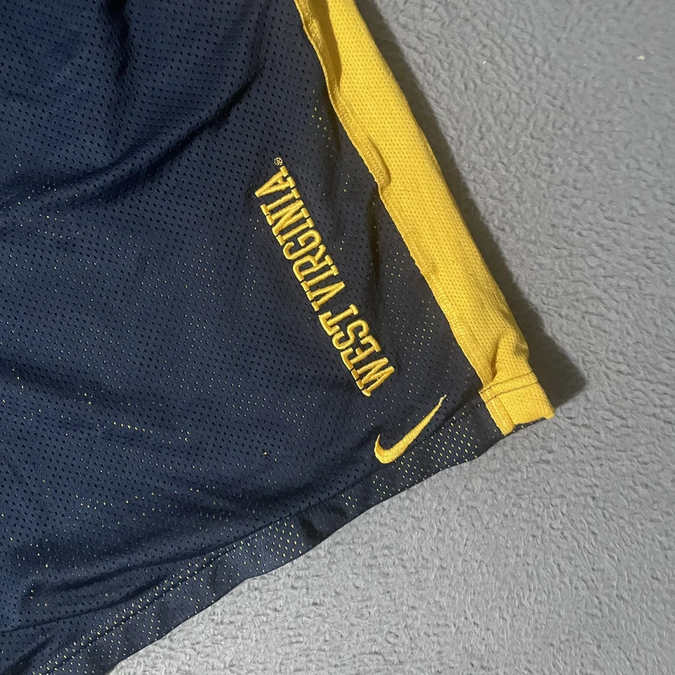 VTG Nike West Virginia Mountaineers Shorts Mens L Blue Dri Fit Basketball NCAA - Image 2 of 4