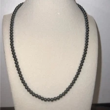 Hematite Beaded Necklace Round Bead Strand Fashion Jewelry Accessory