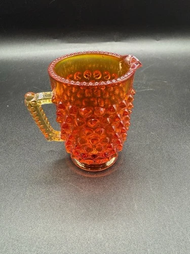 Fenton Amberina Glass Hobnail Small Pitcher 3”