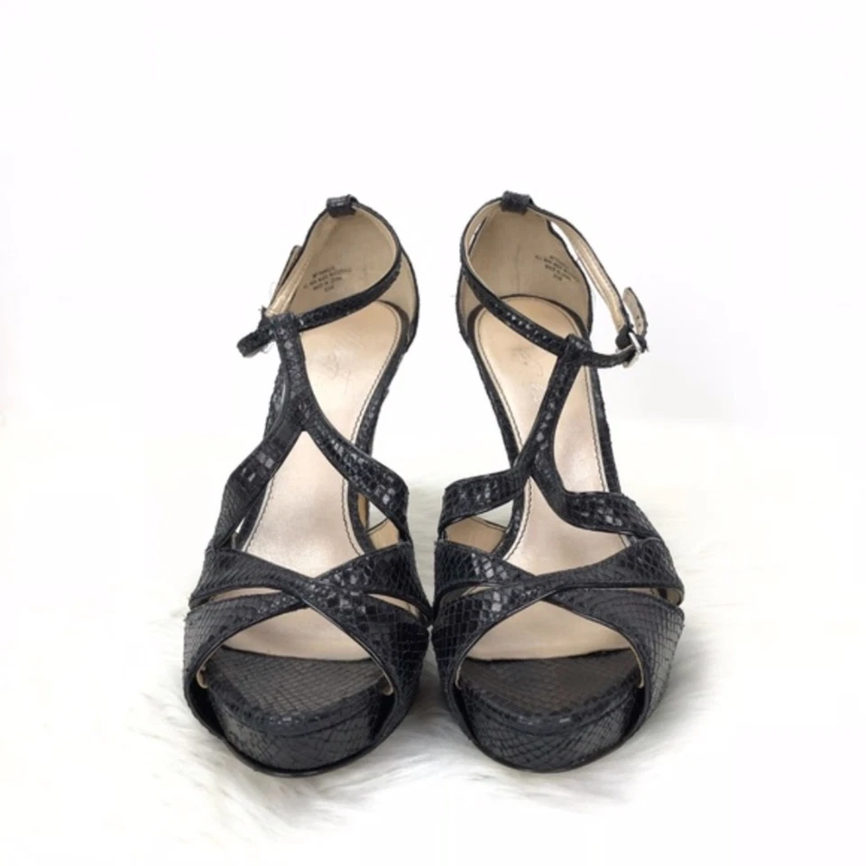 Marc Fisher 8.5 Mujer Negro MFTRANQUIL Correa de Tobillo Repujado Peep Toe Tacones Foto 3 de 4