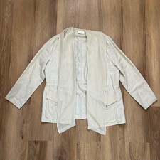 Chicos Silk Linen Blend Open Front Jacket Cream soft 2 L Coastal lagenlook