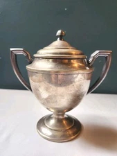 Antique EPNS Sugar Bowl Two Handles Silver Plate 6 3/4"
