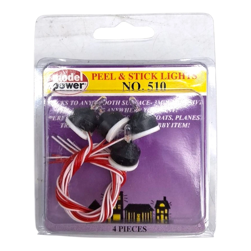Model Power 510 Peel 'N Stick Bulb 12-16 Volts 12" Lead All Scale 4 Pieces N HO - Image 2 of 4