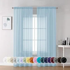  Sheer Curtains 72 Inch Length 2 Panels, Light 42"W x 72"L (Pack of 2) Sky Blue