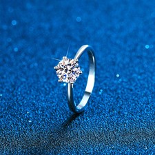 0.3-2ct D-Color Moissanite Engagement Ring Women 925 Sterling Silver Pass Tester