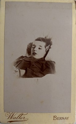 Antique CDV Photo Post Mortem Young Child Boy France Holding Rosary
