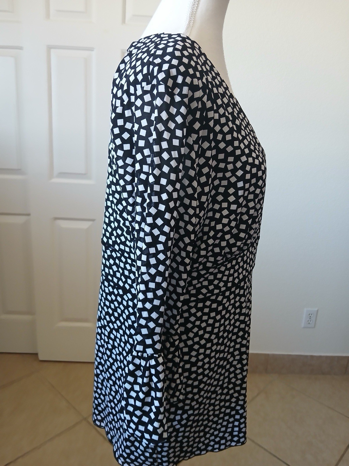 Style & Co Women's Blouse Squard Confeti Lined Top Babydoll Large Y2K 90’s