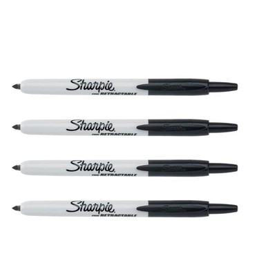 Sharpie einziehbare Permanentmarker | feine Spitze | schwarz | 4 Stück