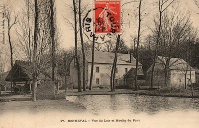 Bonneval - View of the Loir and mill of the bridge