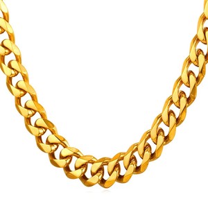 Authentic Necklace Six Side Curb Chain 3mm 5mm Gold Plated Jewelry