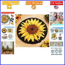 Sunflower Latch Hook Rug Kit for Adults, 20.4x20.4 inches, Colorful Pattern