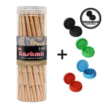 Pre Rolled Cones Unbleached 1 1/4 Size Rolling Paper Cones - 100 CT By Kashmir
