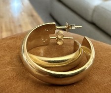 Beautiful Gold Plated Over Sterling Silver 925 Hoop Pierced Earrings 12 Grams