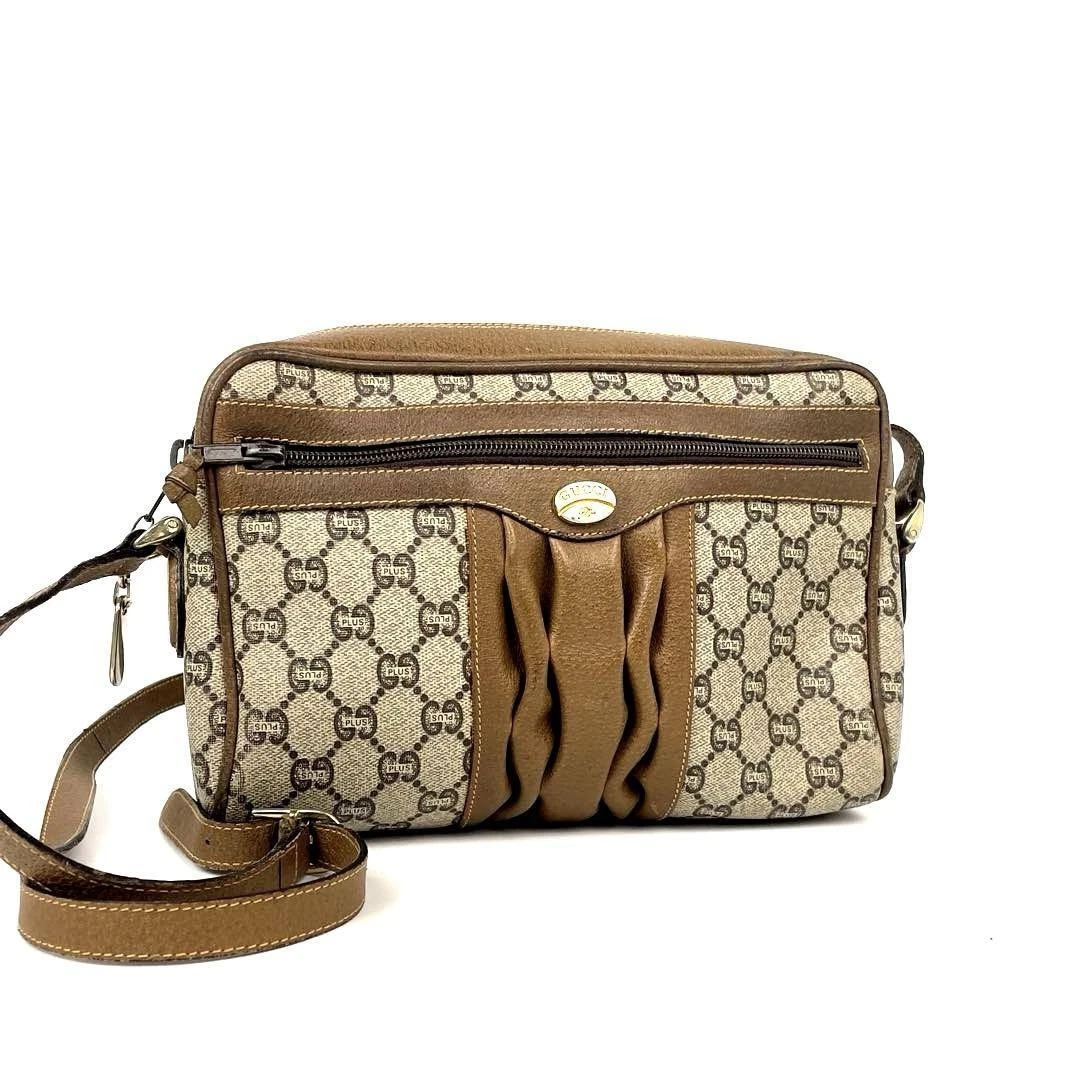 Sac bandoulière Gucci bandoulière Gg Plus quincaillerie dorée cuir marron