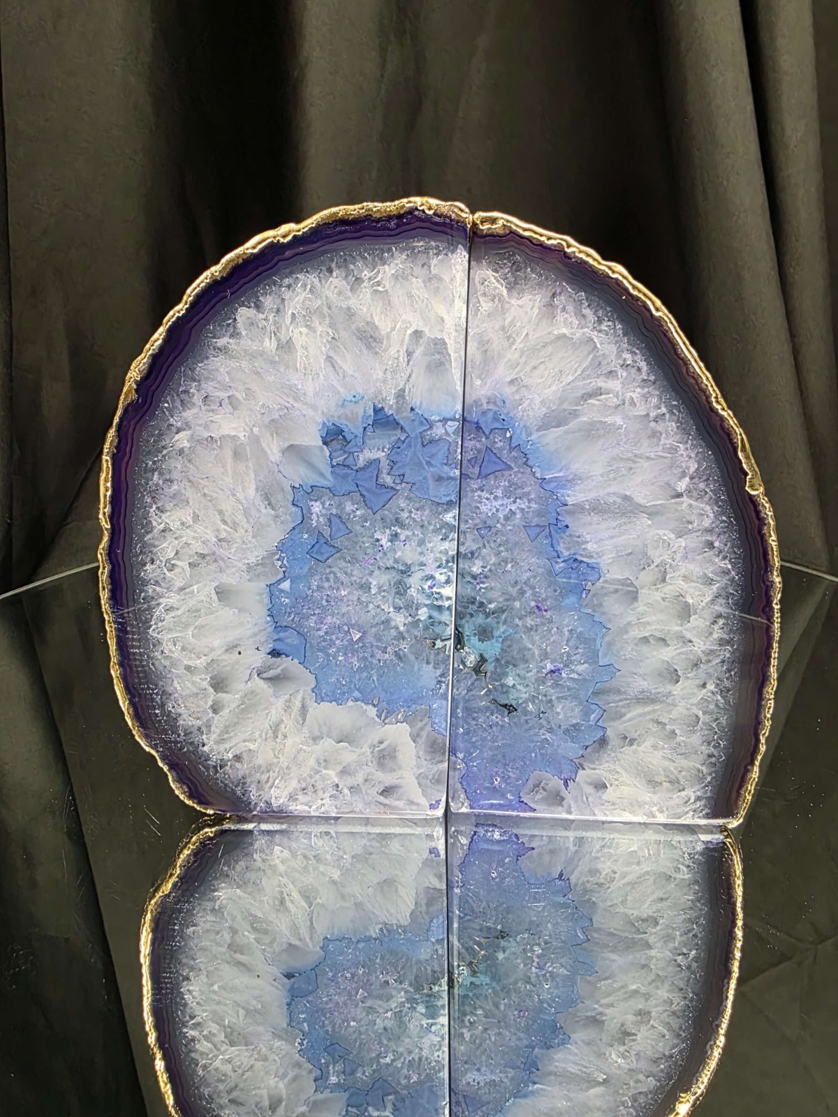 Purple Agate 24ct Gold Edge Quartz Premium Bookends 1 Ornament Handpicked