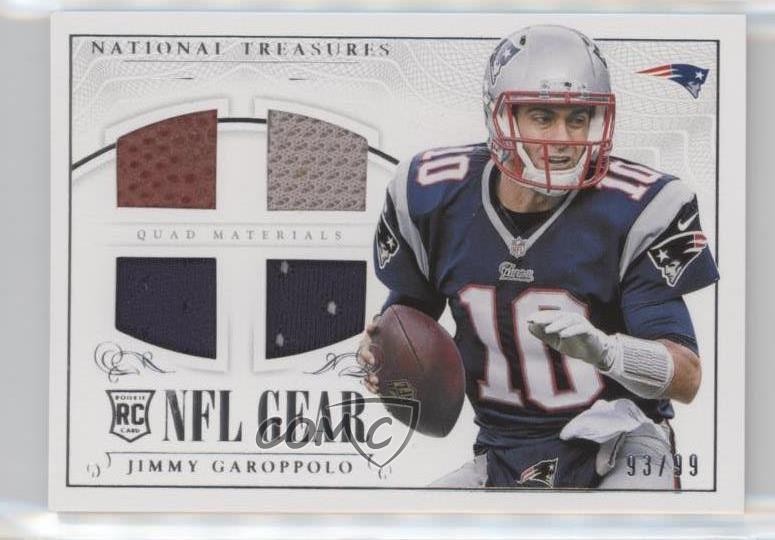 Jimmy Garoppolo Panini National Treasures Rookie NFL Gear Quad Materials #JG Base