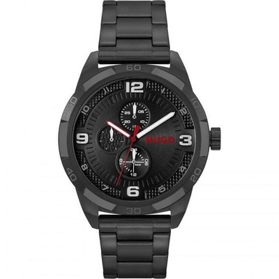 Hugo #GRIP Black Dial Black IP Bracelet Strap Gents Watch RRP £175 New Boxed